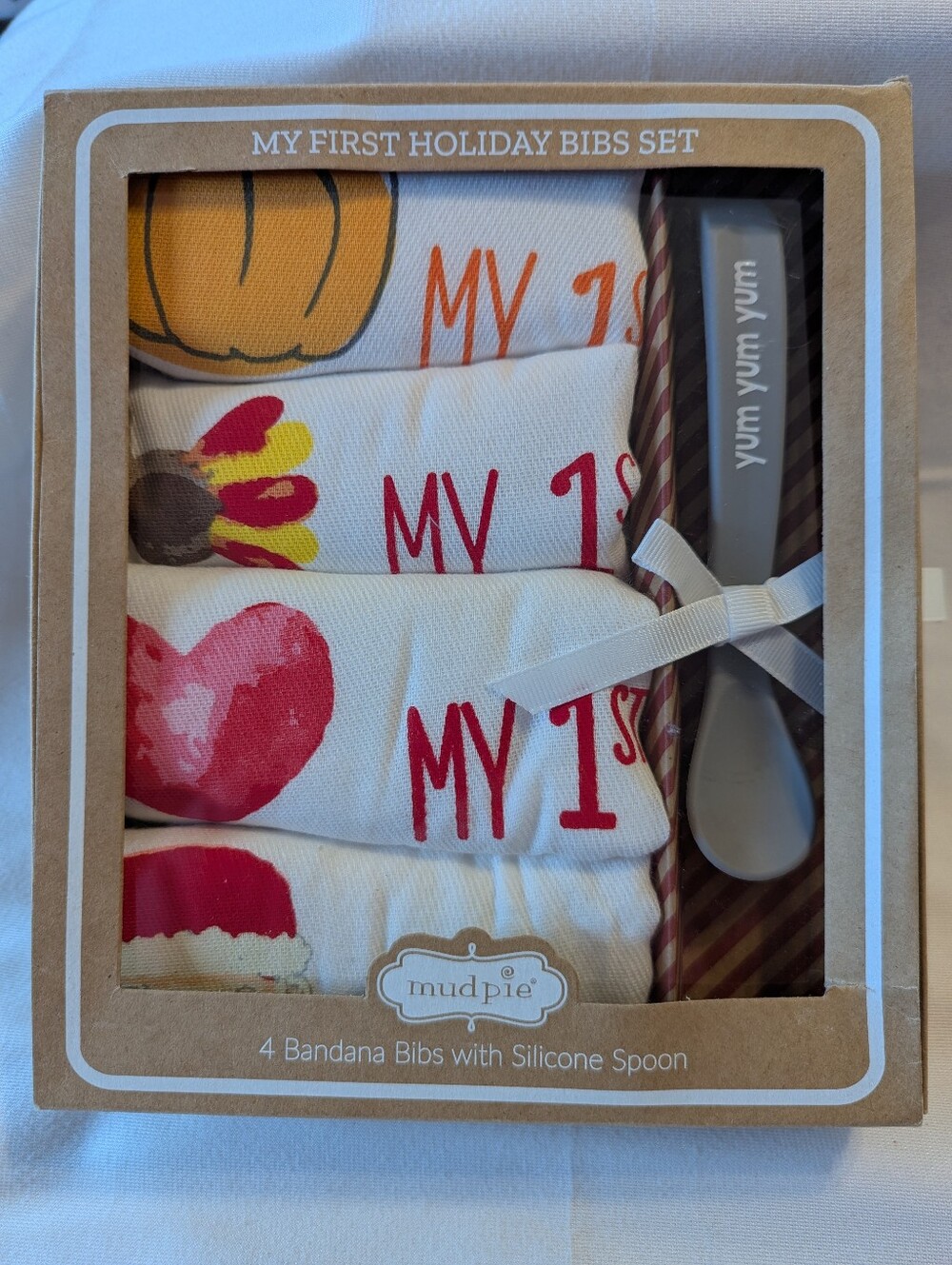 My First Holiday Bibs 5 Piece Set By Mudpie Brand New With Tags
